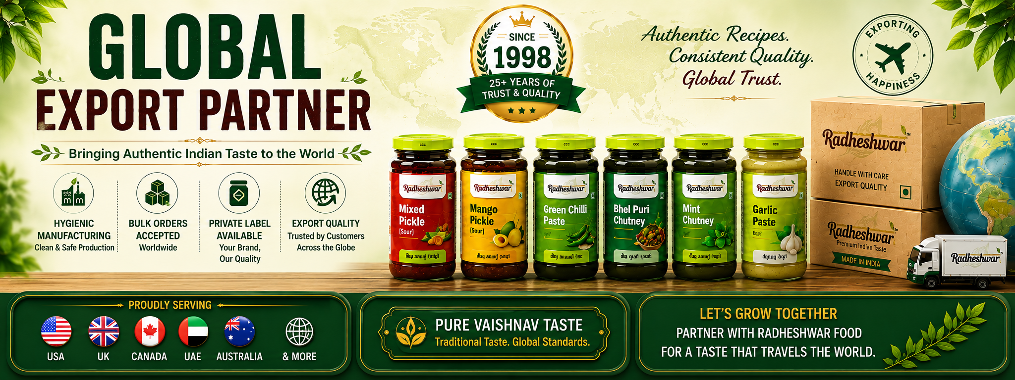Radheshwar global export partner pickle range banner