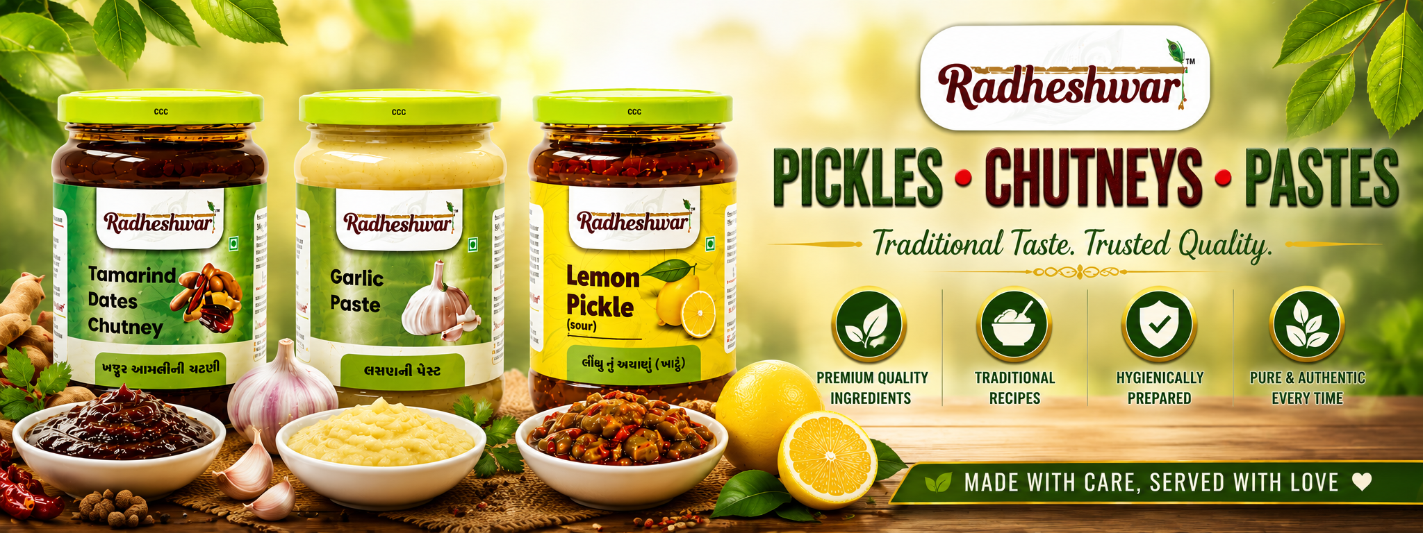 Radheshwar pickles chutneys and pastes traditional taste banner