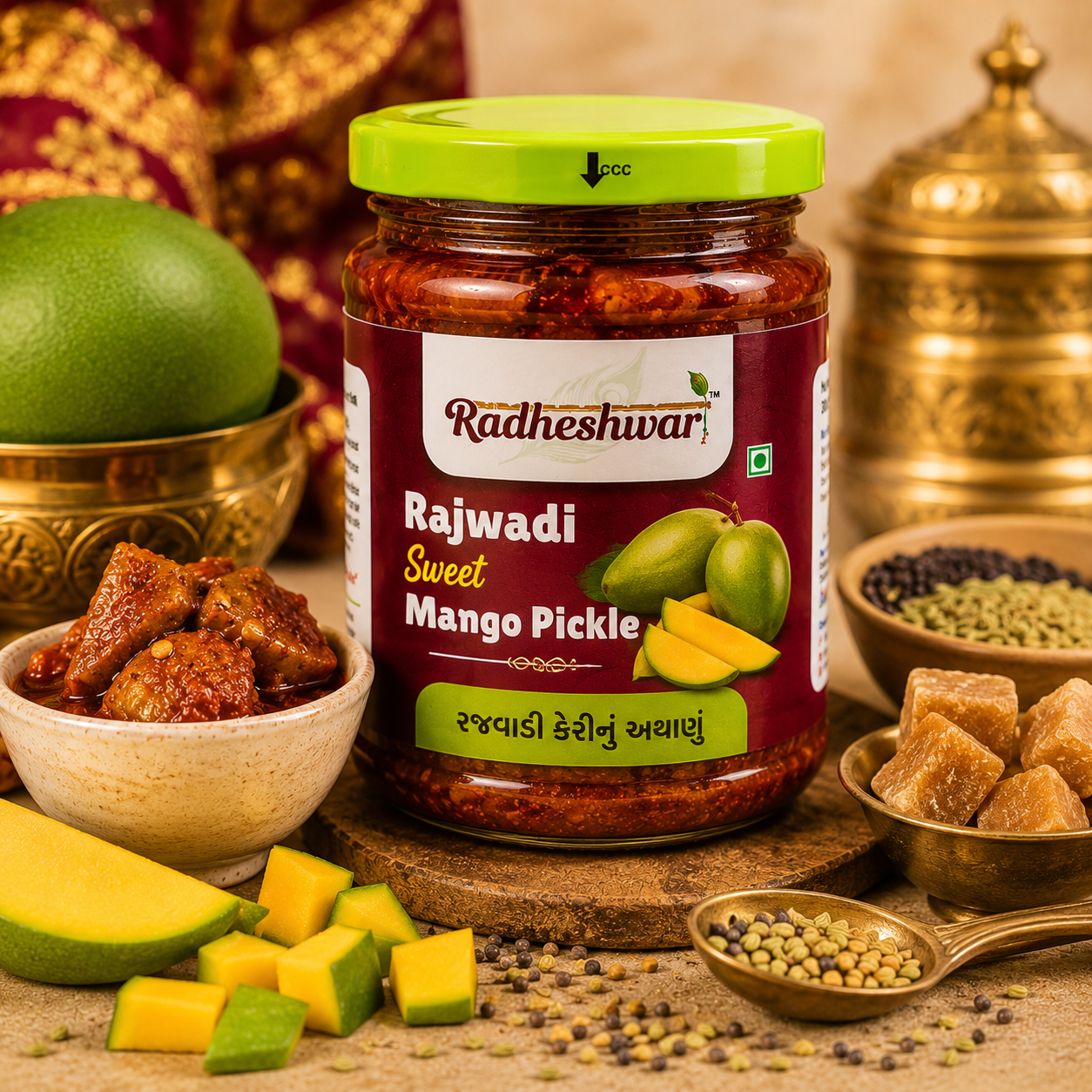 Rajwadi Sweet Mango Pickle (Rajwadi Gor Keri)